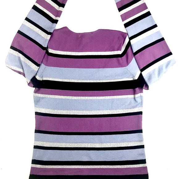 NEW YORK & COMPANY L/S Striped V-Neck Blouse, Sz M - Picture 4 of 5